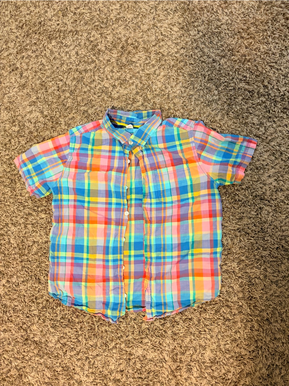 Short-Sleeve Plaid Button-Up Shirt in Multicolor for Kids